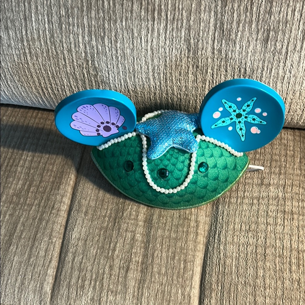 Disney Green and Blue little mermaid Ariel mouse ears with elastic strap